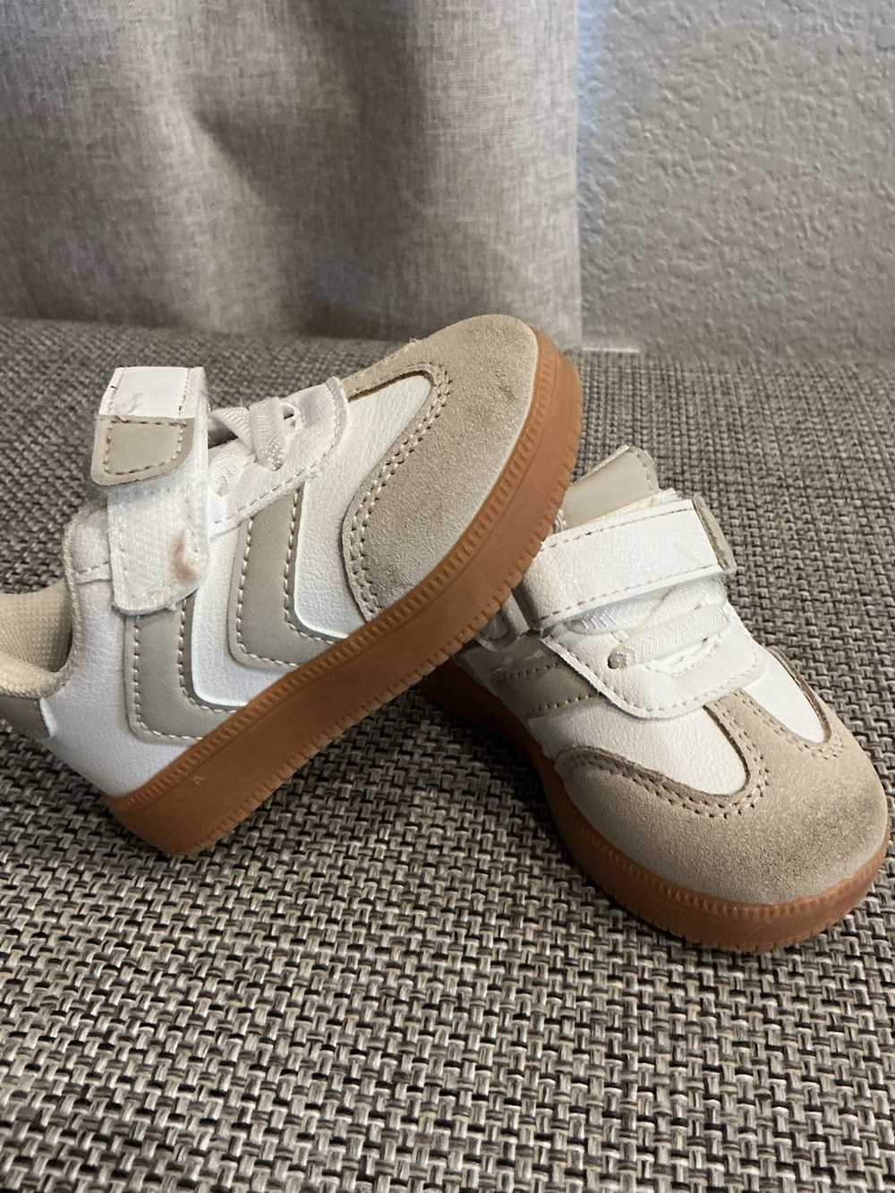 Kids Neutral Suede & Leather Sneaker with Gum Sole